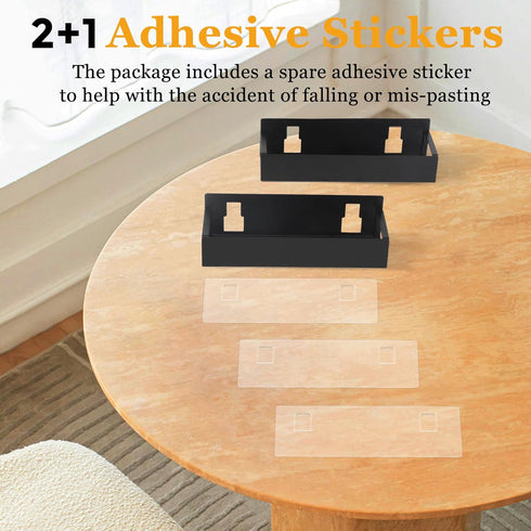 Kitchen Spice Rack for Wall - 13.8" Black Large Adhesive Hanging Spice Racks, 2 Packs Storage Organizer