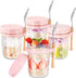 16oz 4 Pack HomArtist Glass Overnight Oats Containers with Lids and Spoon, Wide Mouth Mason Jars for Overnight Oats