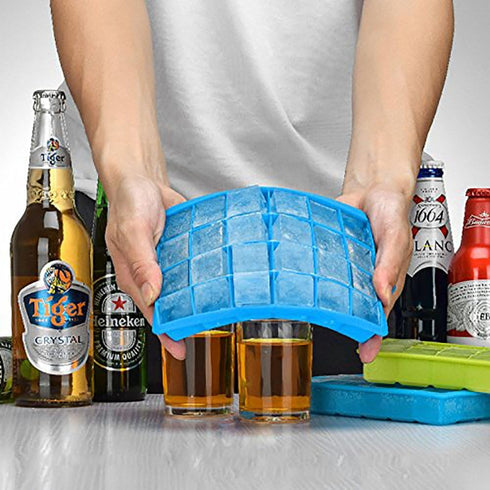 Ice Cube Tray, Silicone Square Ice Trays Easy Release Stackable Mold with Removable Lid, 24 Cavity (2 Pack)
