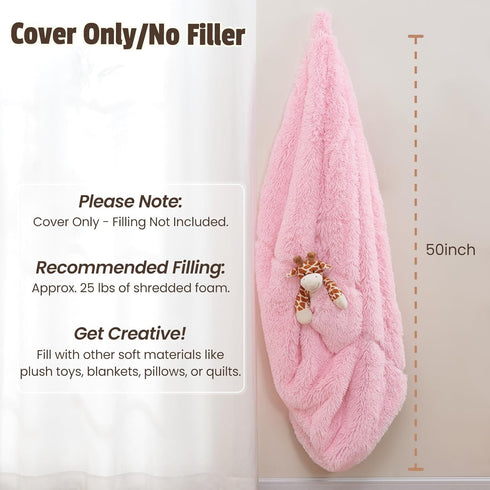 Bean Bag Cover (No Filler), Soft Faux Fur Stuffed Animal Bean Bag Storage Only Cover, Fluffy Plush Bean Bag Chair Cover