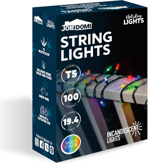 Lights,100 Count 21.4FT Joiedomi Multicolor Christmas String Christmas Fairy Tree Lights Plug in for Indoor Outdoor