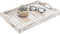 MyGift Shabby Chic Whitewashed Wood Breakfast Serving Tray with Cutout Handles with