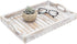 MyGift Shabby Chic Whitewashed Wood Breakfast Serving Tray with Cutout Handles with