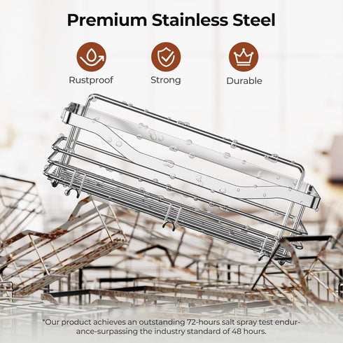 5 2 Pack Orimade Shower Caddy Basket Shelf with Hooks Adhesive Organizer Storage Rack Rust Resistant Wall Mounted