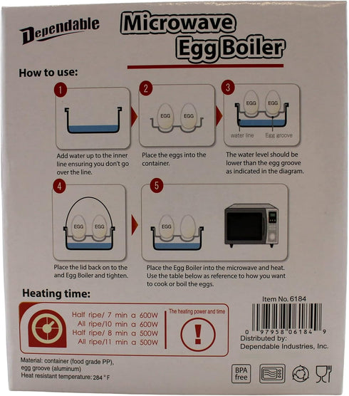 Microwave Egg Boiler Cooker - BPA Free for Hard or Soft Boiled Eggs, Cooks Up to 4 Eggs in Minutes