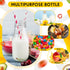 40 Sets 40 40 (Silver,8 oz) Irenare Plastic Small Milk Bottles with Straws and Metal Lids Clear Plastic Bottle