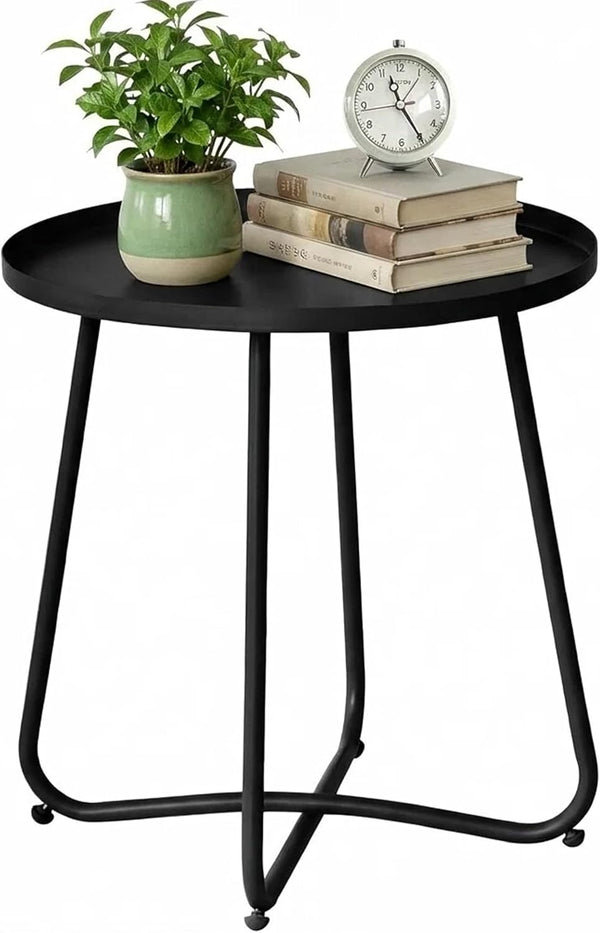 Outdoor Side Table, Small Patio Side Table with Weather Resistant Steel Material,