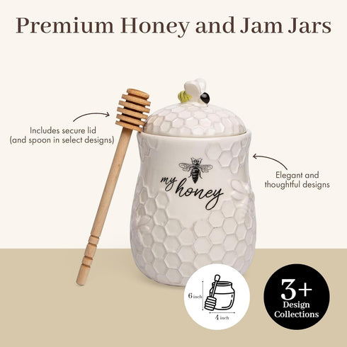 Charming Ceramic Honey Bee Jar with Wooden Dipper - Ideal for Farmhouse Decor