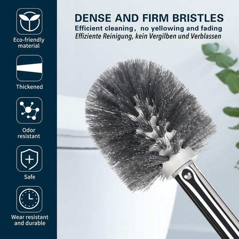 GUCOLUBU 2 Pack Set Toilet Bowl Brush and Holder Long Handle Toilet Brush for Bathroom with Separate Base for Floor