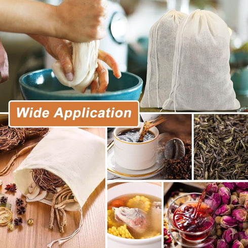 YQL Spice Bags for Cooking - 30PCS 5.9x7.8 Inch Reusable Natural Cotton Soup Bags with Drawstring
