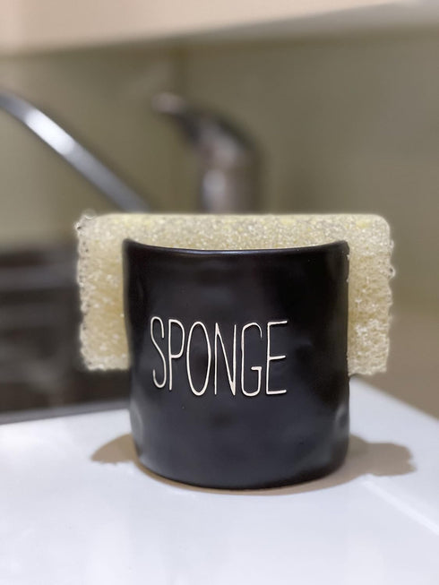 Ceramic Sponge Holder Caddy for Kitchen - Black