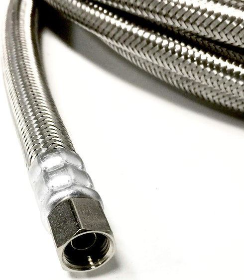 6 FT Stainless Steel Braided Ice Maker Hose with 1/4" Comp by 1/4" Comp Connection by Shark Industrial