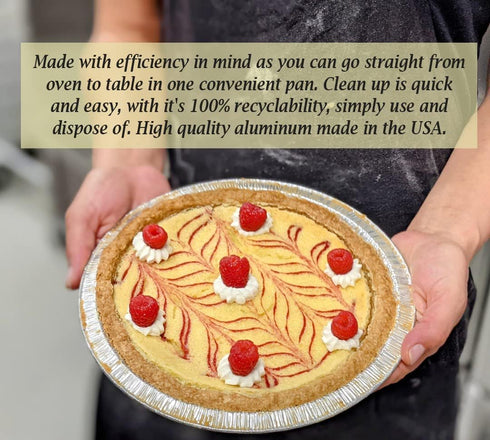 KitchenDance 10" Disposable Aluminum Foil Pie Pans Pack of 12 Strong & Sturdy Tins for Bakers and Cooking