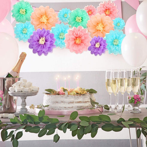 Gejoy 20 Pieces Mexican Paper Flower Tissue, Day of The Dead Pom Poms for Halloween, Wedding Party Decoration