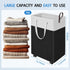HomeHacks Large Rolling Laundry Hamper, Collapsible Waterproof Basket on Wheels for Bathroom, Bedroom & Dorm (Black)