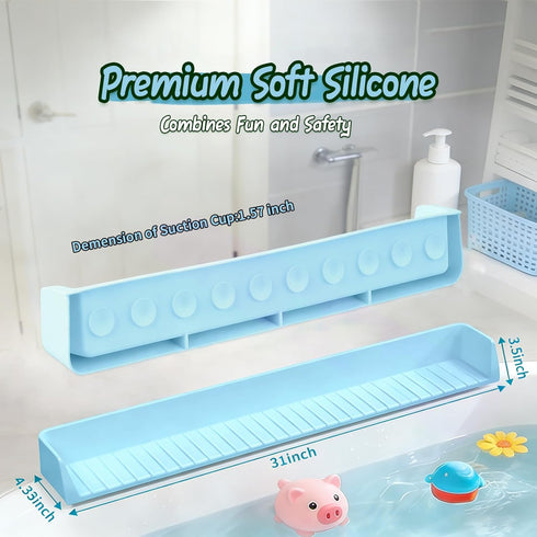 TYASDBA Accessories(2.6FT, Bathtub Splash Guard for tub Kids& Bath Shelf for Kids Toddler Bath Tray, Bath Toys Storage