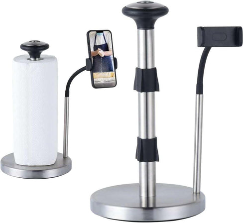 Paper Towel Holder, Standing Weighted Base Non-Slip Stainless Steel Dispenser for Kitchen Countertop and Tabletop