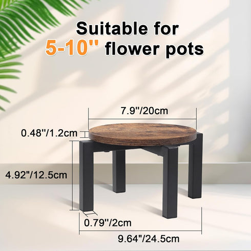 5-10 Inch Vigordream Plant Stand Indoor, Heavy Duty Sturdy Metal Plant Holder, Wooden plant Stool, Single Plant Pot