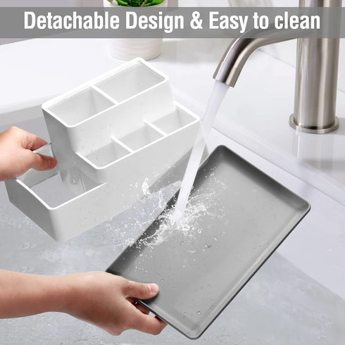 Electric Toothbrush Holder, Detachable Non-Slip Bathroom Organizer Countertop with 6 Compartments and Drainage Holes Bathroom Organizer for Bathroom, Kitchen, and Family by 7CDXD