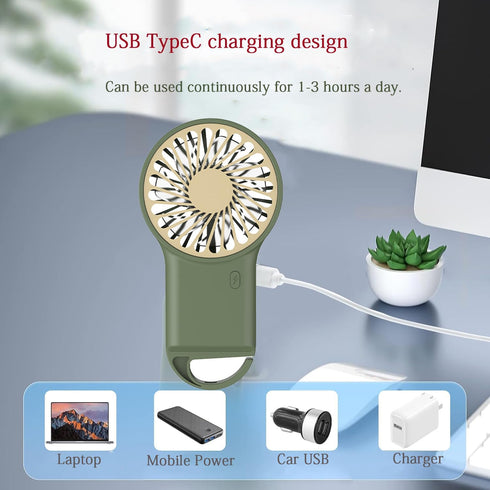 Personal Mini Handheld Fan, USB Rechargeable Portable Hand Fan, 3 Speeds Adjustable, 2 in 1 Desk Fan for Women Girls