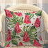 Mugod Slices of Watermelon Throw Pillow, Exotic Tropical Fruit Leaves Seed Red Green Cotton Linen Square Cushion Cover