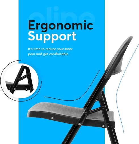 Commercial 350lb 2 Pack) Oline Folding Chair, Indoor Outdoor Plastic Stackable Foldable Guest Chairs for Events Office