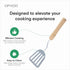 Stainless Steel Slotted Spatula - Kitchen Metal Turner with Wooden Handle for Cooking