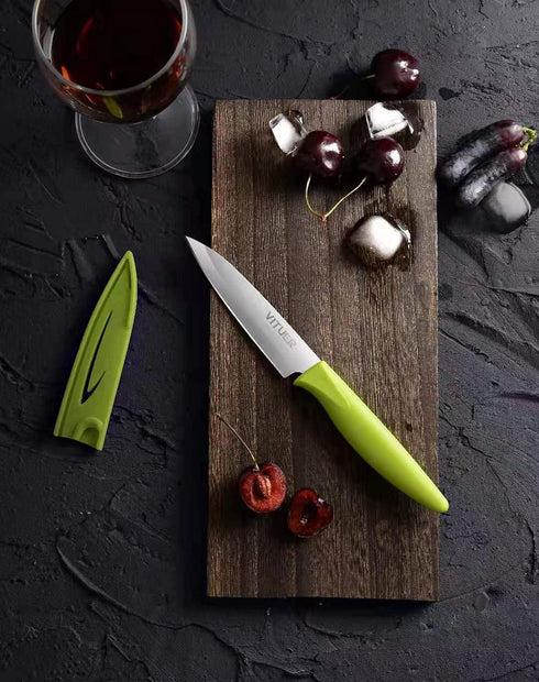 4PCS Paring Knife Set, 4 Inch Ultra Sharp Kitchen Knives with Knife Covers, German Steel, PP Plastic Handle
