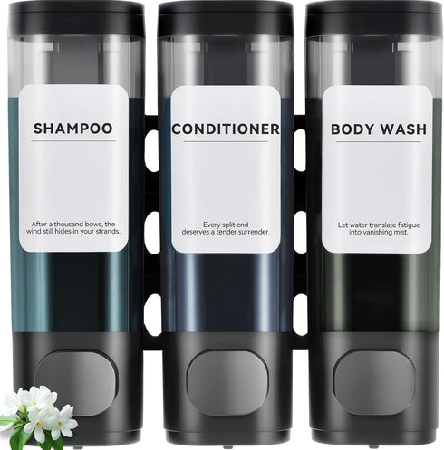 ViserVita 3 Pack Shampoo and Conditioner Dispenser, Shower Soap Dispenser 3 Chamber No