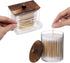 Tbestmax Bathroom Container for Qtips, 10/7 OZ Cotton Ball/Swabs Dispenser, Brown Wood Lids