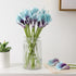 Duovlo 20pcs Calla Lily Artificial Flower Wedding Bouquet (Purple in Blue) | Real Touch Home Party Decor