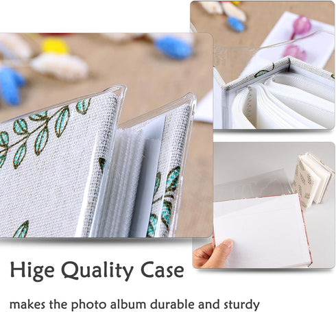 Album 100 4x6 Album, Small Photo for Kids, Pockets Bookshelf Baby Picture Slip-in Linen Cover Photo Book