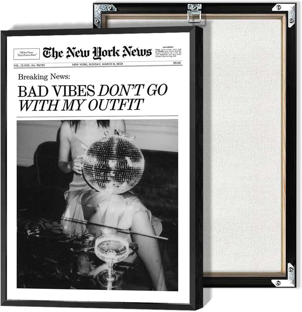 Generic Retro Black and White Canvas Wall Art Funny Magazine Cover Newspaper Poster