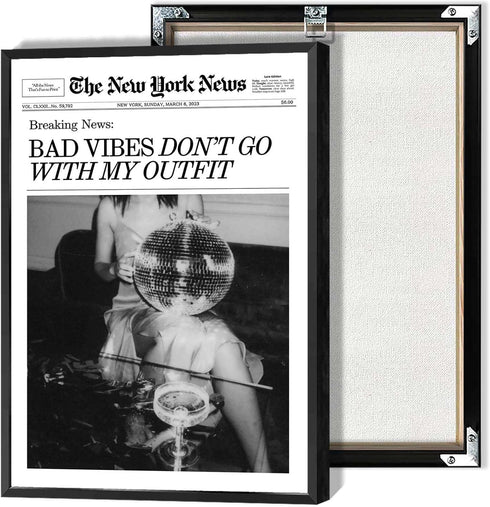 Generic Retro Black and White Canvas Wall Art Funny Magazine Cover Newspaper Poster