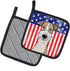 Caroline's Treasures BB2177PTHD American Flag and Wire Haired Fox Terrier Pot Holders - 7 1/2 x 7 1/2