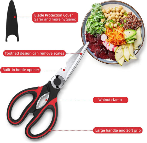 Heavy Duty Kitchen Scissors 2-Pack - Raptor Meat Shears, Dishwasher Safe, Stainless Steel Multi-Function Cooking