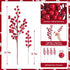 8 Branches/32 HOHOTIME Christmas Holly Berry Stem Ornaments, Large Small Branches Artificial Berry Stem, Removable