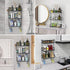 Over The Toilet Storage Shelf, 3-Tier Bathroom Organizer, Upgrade Punch-Free Storage Rack with Hooks, Black
