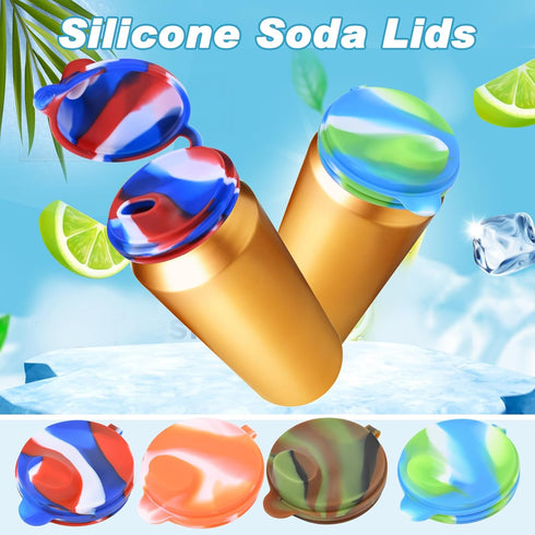 4 Pack Silicone Soda Can Cover Lids, Reusable Beverage Can Covers for Soda, Beer, Juice, Fits Standard Cans (ST-2)