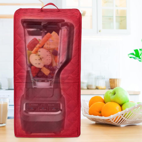 Kitchen Blender Dust Cover - Compatible with Ninja Foodi Blender, Appliance Cover with Accessory Pocket (Red)