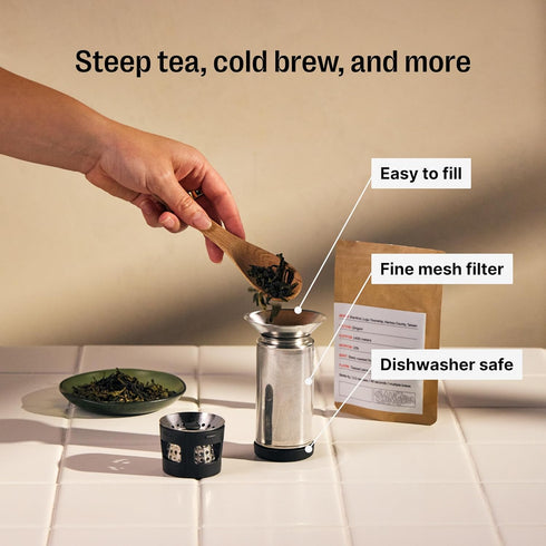 16 oz Set Fellow Carter Tea + Cold Brew Infuser & Carter Move Tumbler - Steep Tea On-The-Go - Vacuum-Insulated