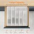 Lifewit Silverware Organizer with Lid, Covered Utensil Tray for Kitchen Drawer and Countertop, 6 Compartments, White