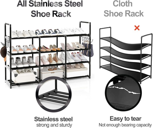 4 Closet 20-26 Tier Shoe Rack, Shoe Organiser, Metal Shoe Rack, Shoe Rack, Entryway Shoe Rack, Holds Pairs of Shoes