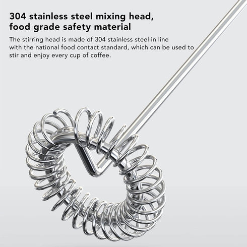 Mini Handheld Drink Mixer - Portable Stainless Steel Electric Milk Frother with Metal Base (Black and Bracket)