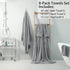 8 Pack Set (2 40"x 80" Sheet,2 Towels,4 Sets Set Towel Extra Large Bath Towels Hand Washcloths) Gray Oversized Bath