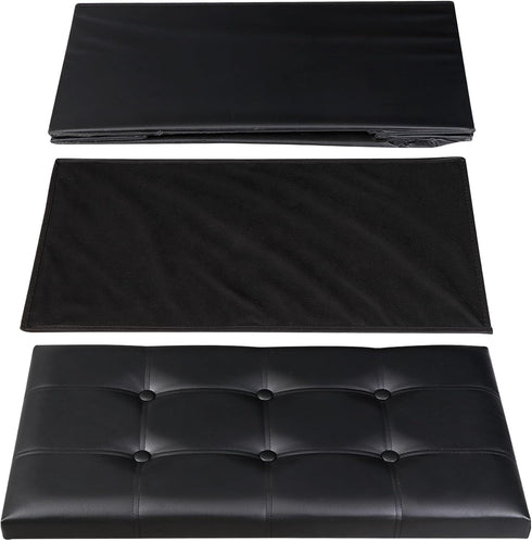 30 Inches 15" 30" 15" LEMY Folding Ottoman Storage Bench, Foot Rest Stool with Wooden Divider&Large Storage Space