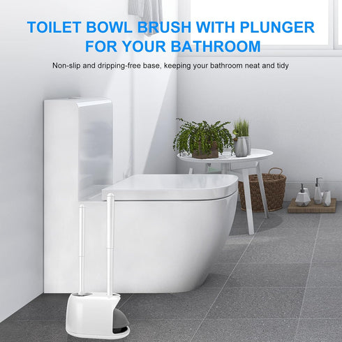 SetSail Toilet Brush and Plunger Set, 2 Packs Heavy Duty Toilet Bowl Brush and Holder, Hidden Toilet Plunger for Deep