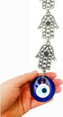 Demiwares Evil Eye Protection Charm - Hamsa Fatima Holy Hand with Evil Eye Glass, Handmade Turkish Ornament