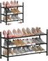 TZAMLI 3-Tier Expandable Metal Shoe Rack for Closet, Stackable Shoe Organizer Adjustable