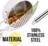 Held Crescent Drainer Pan Strainer with Handle, Stainless Steel Food Colander for Spaghetti, Noodles, Vegetables